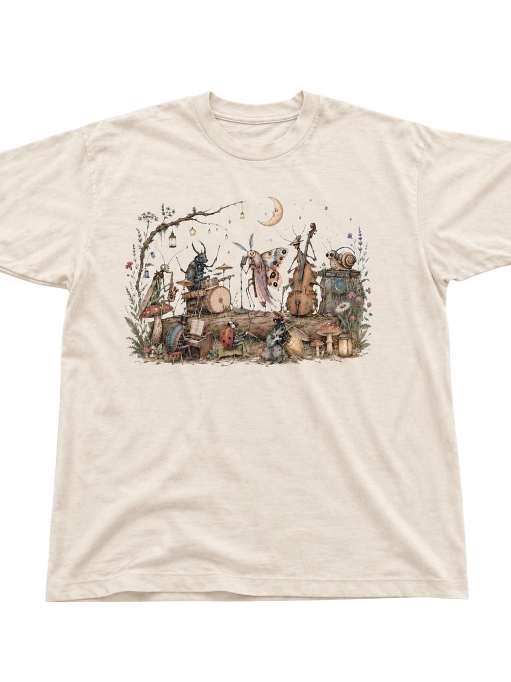Vintage Insect Graphic T-Shirt, Whimsical Bug Mushroom Cottagecore Tee